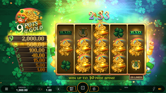 9 Pots of Gold Slot Gameplay