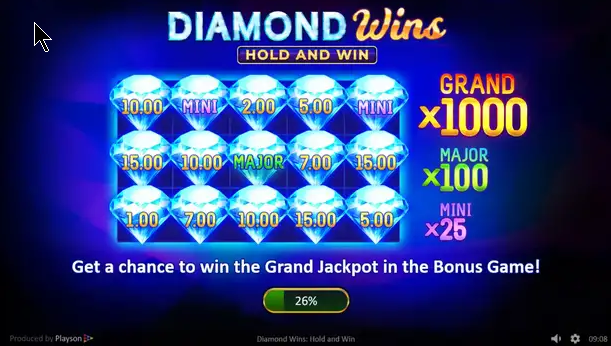 Diamond Wins Hold and Spin Slot Bonuses