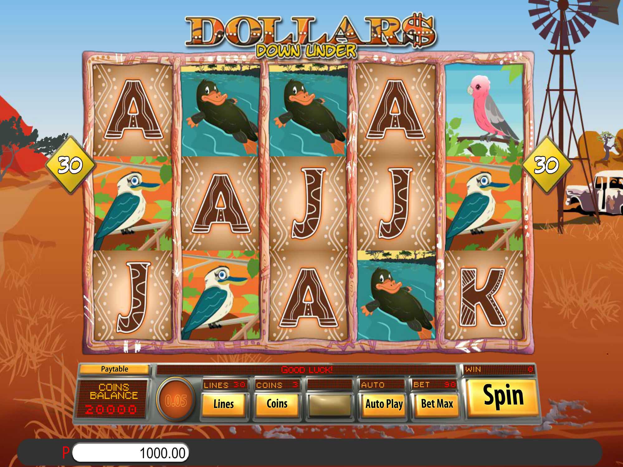 Dollars Down Under Slot Gameplay