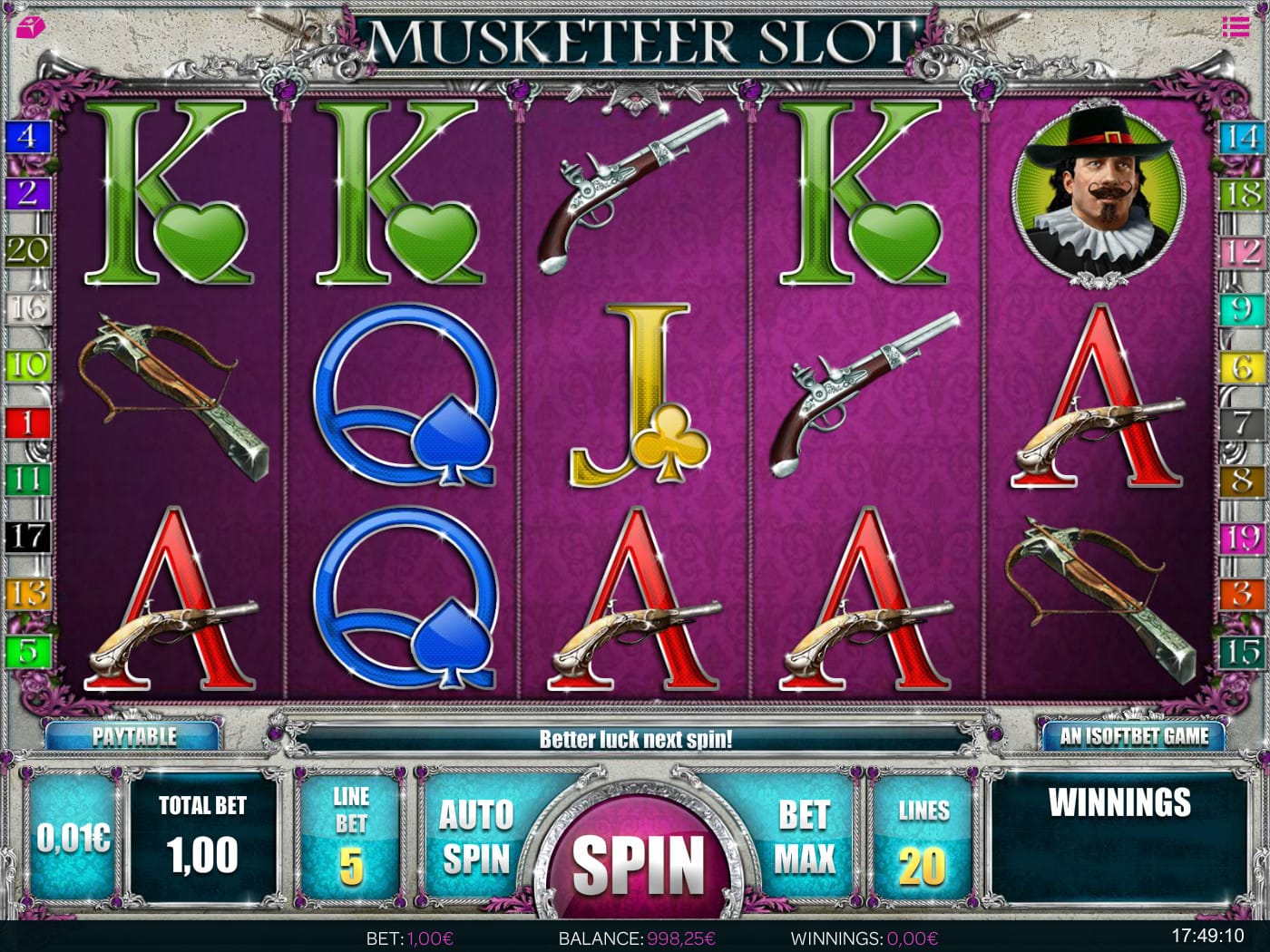 musketeer slot gameplay