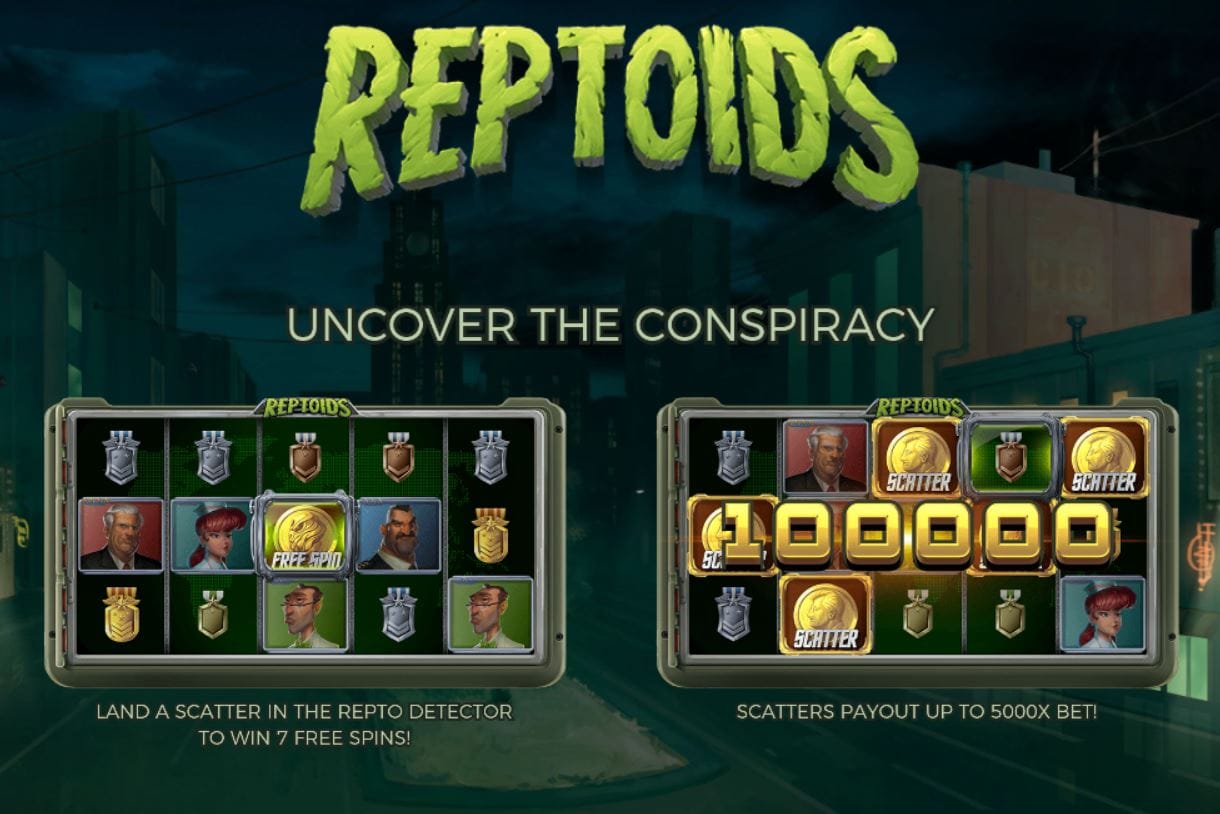 Reptoids slots game logo