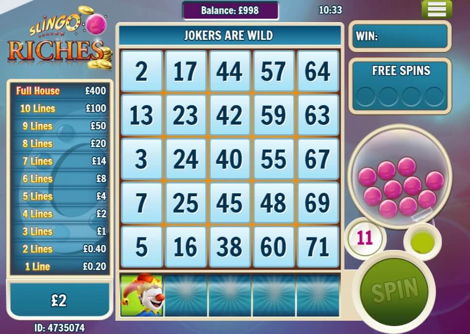 Slingo Riches Slot Bonus