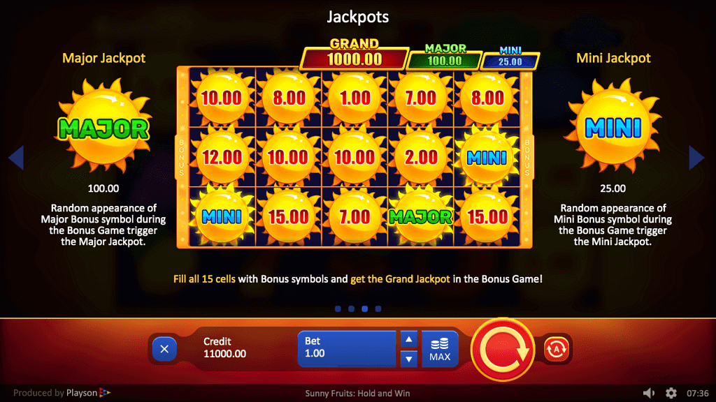 Sunny Fruits Hold and Win Slot Bonus