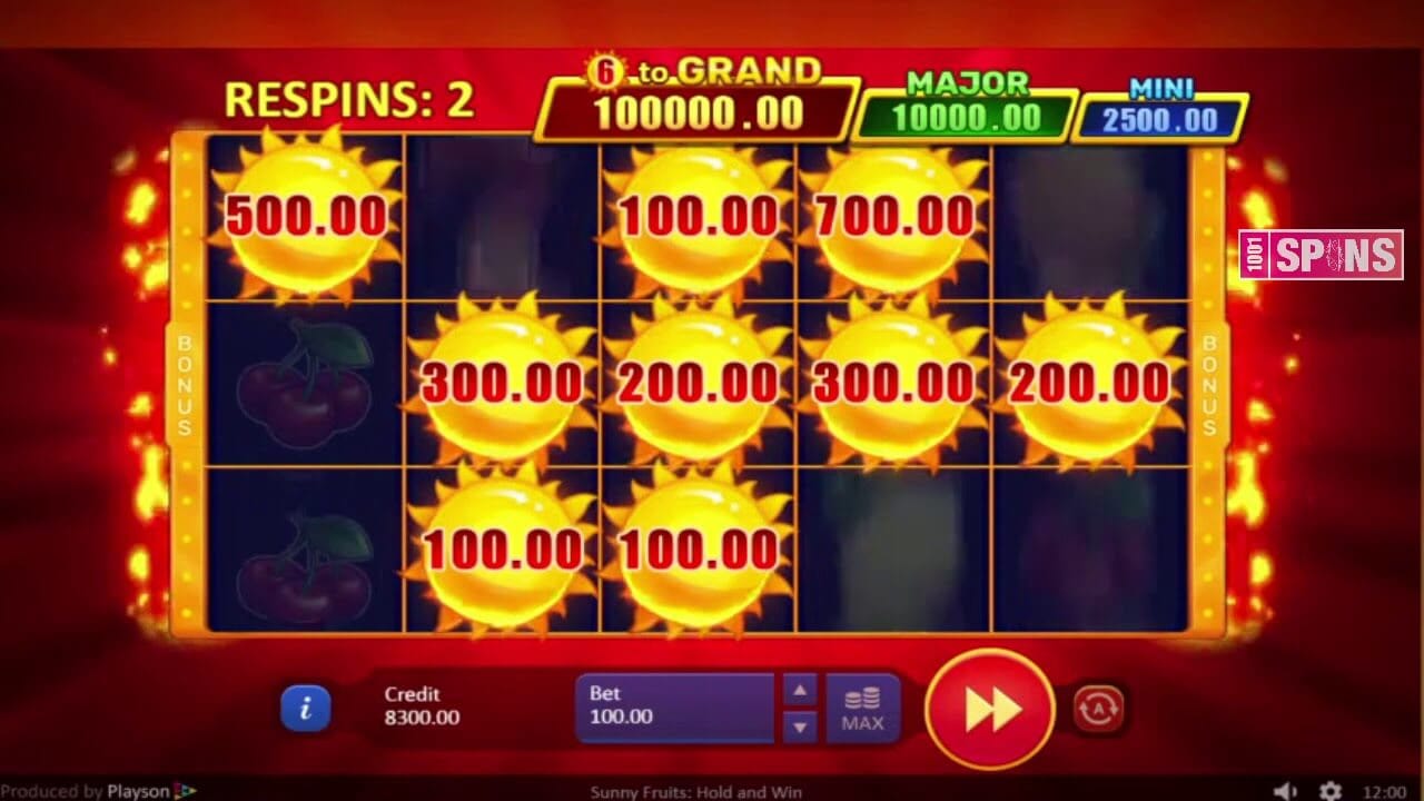 Sunny Fruits Hold and Win Slot Gameplay