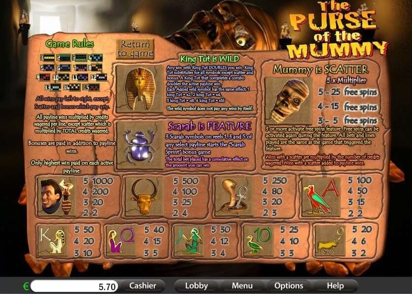 The Purse of the Mummy Slot Bonus
