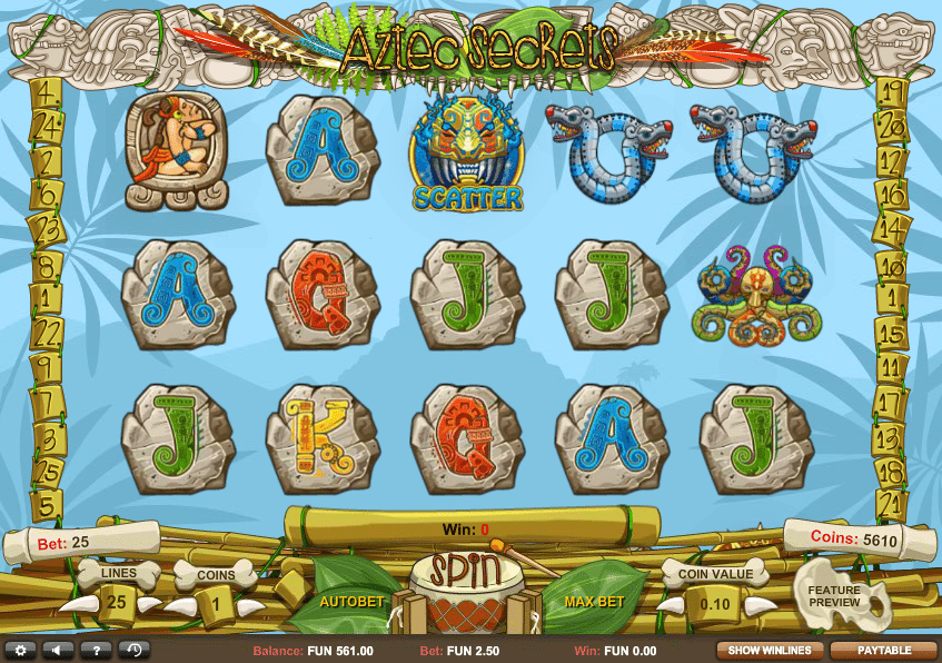 Aztec Secrets Slot game Screenshot