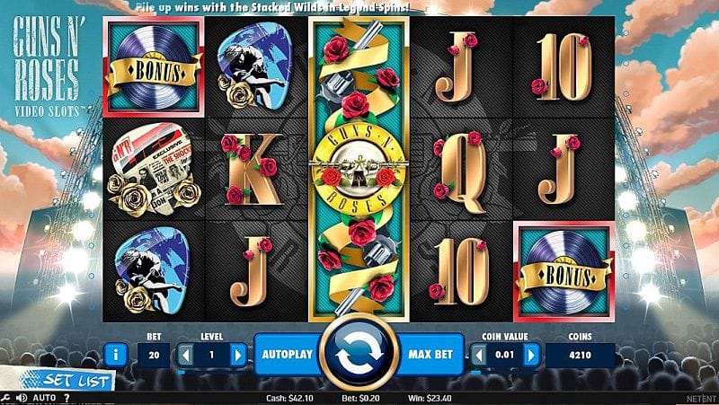 Guns and Roses Video Slot Gameplay