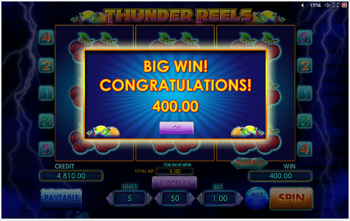 Thunder Reels Win